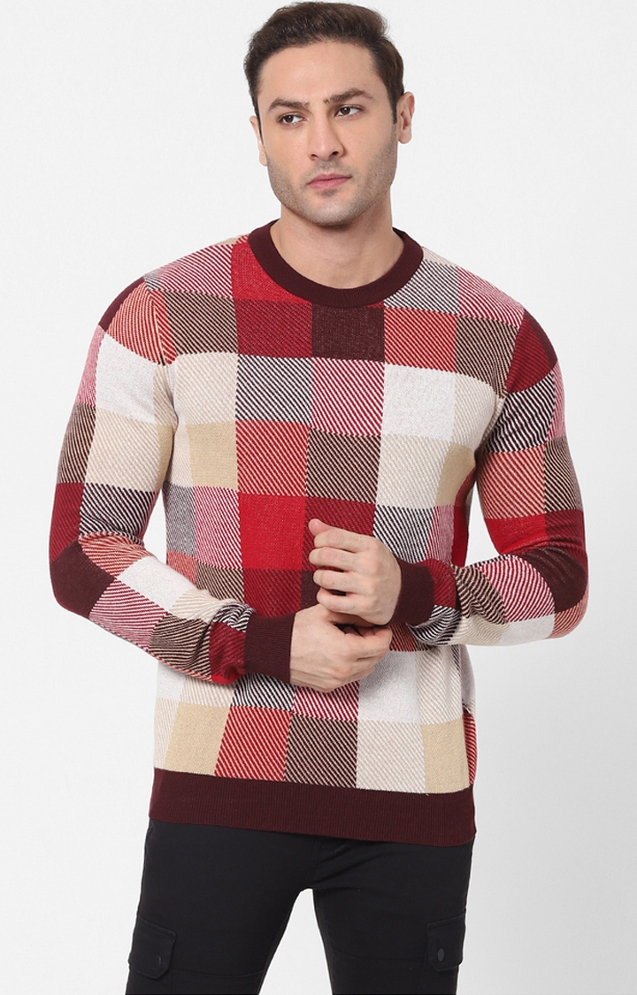 celio | Red Checked Sweaters