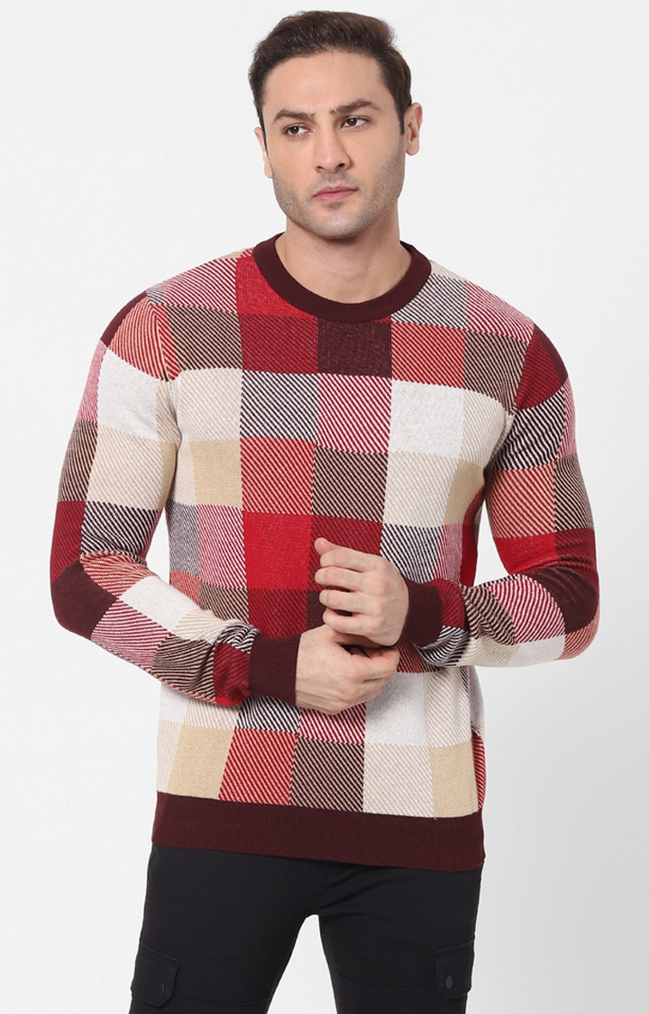 celio | Red Checked Sweaters