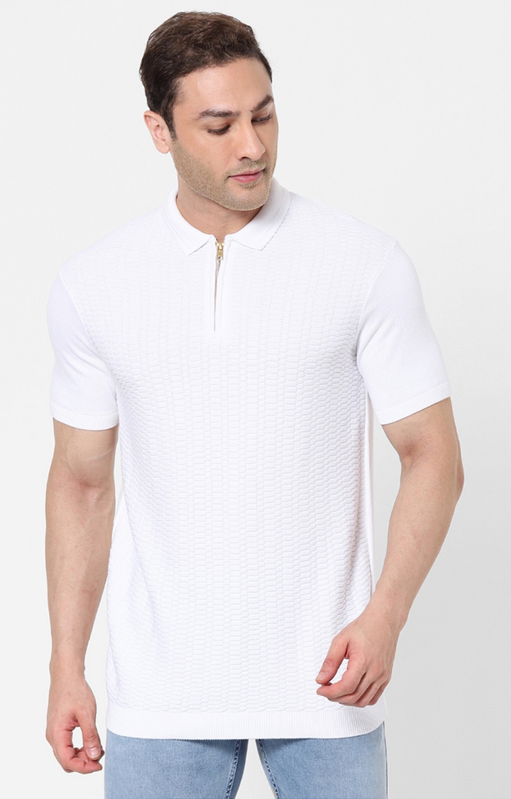 celio | White Straight Fit Polo T-Shirt