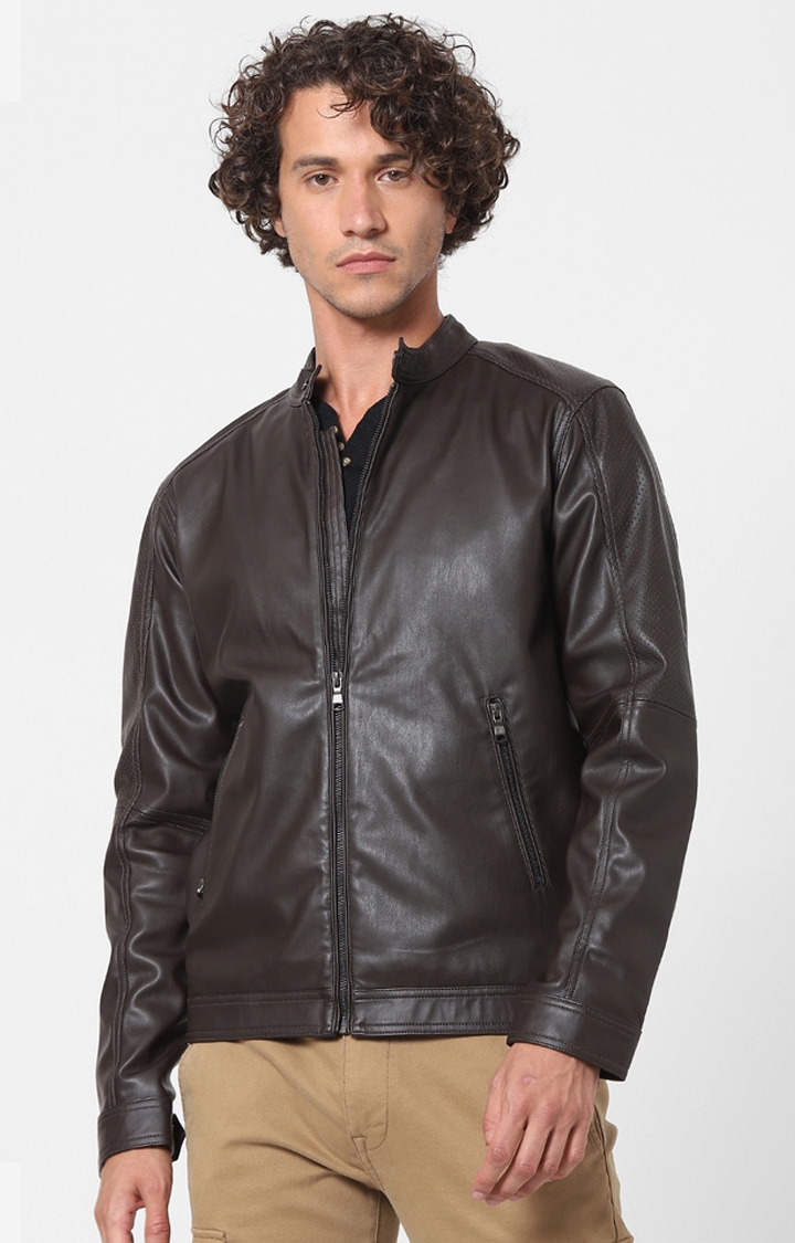 Regular Fit Brown Leather Jacket