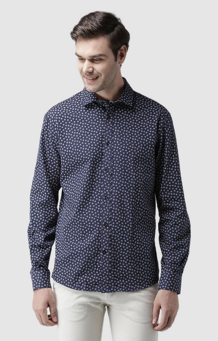 celio | Men's Blue Cotton Printed Casual Shirt