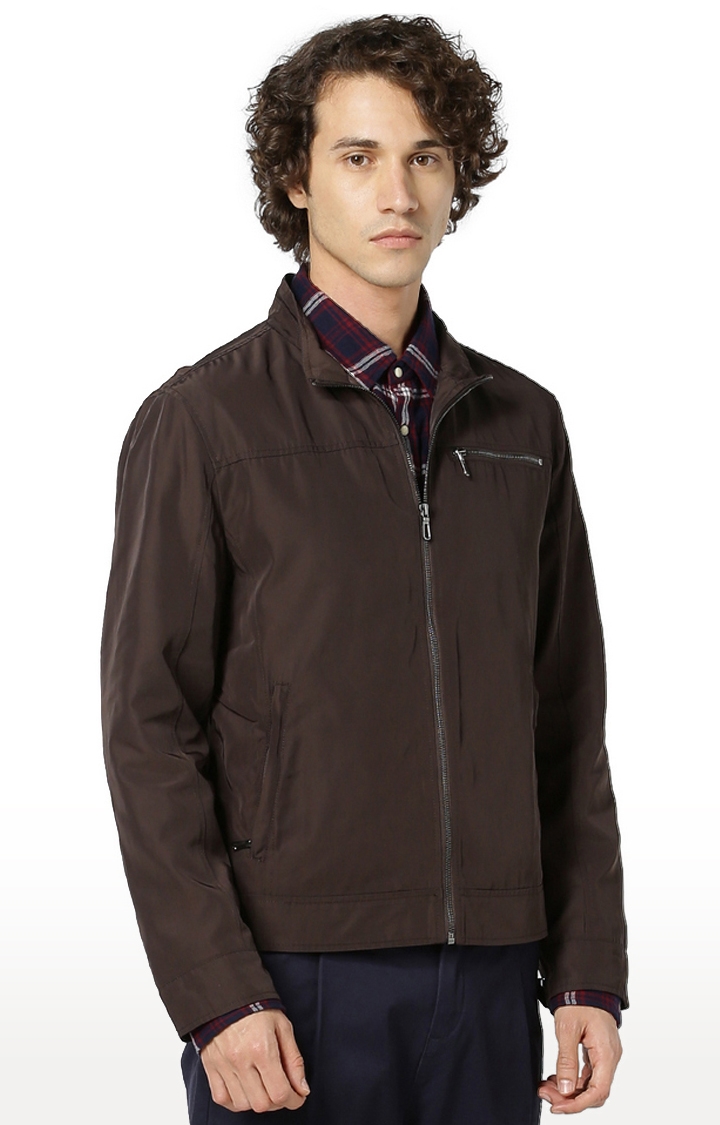 Celio Brown Solid Bomber Jackets