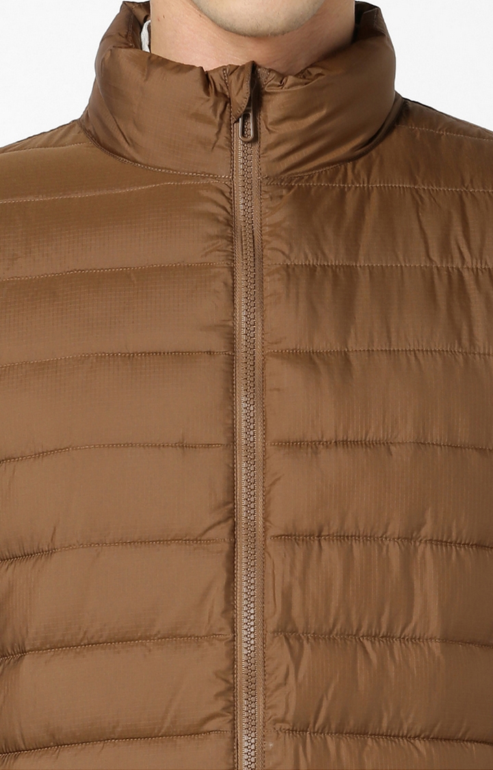 Celio Brown Solid Bomber Jackets
