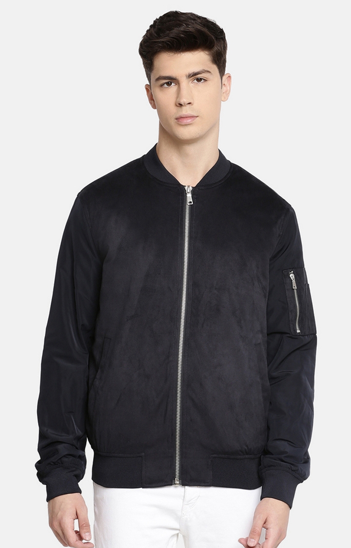 Celio Blue Solid Bomber Jackets