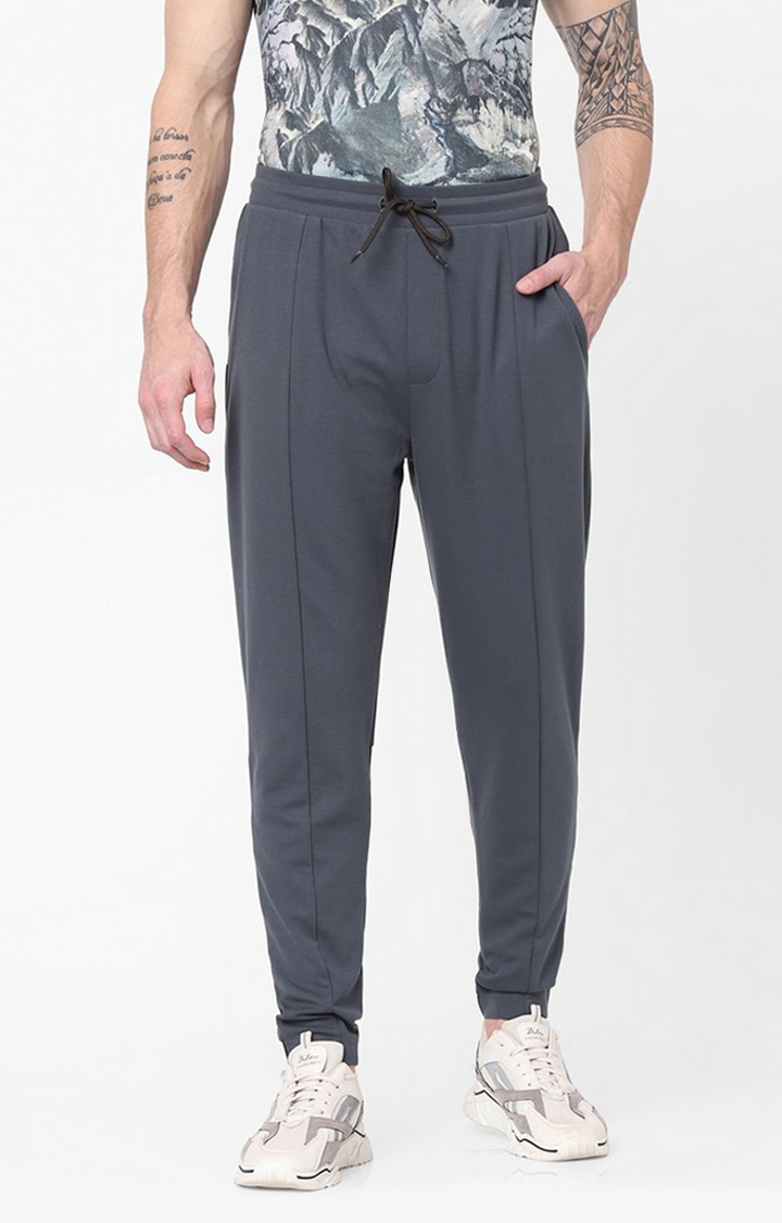 Men's Grey Cotton Solid TrackPant