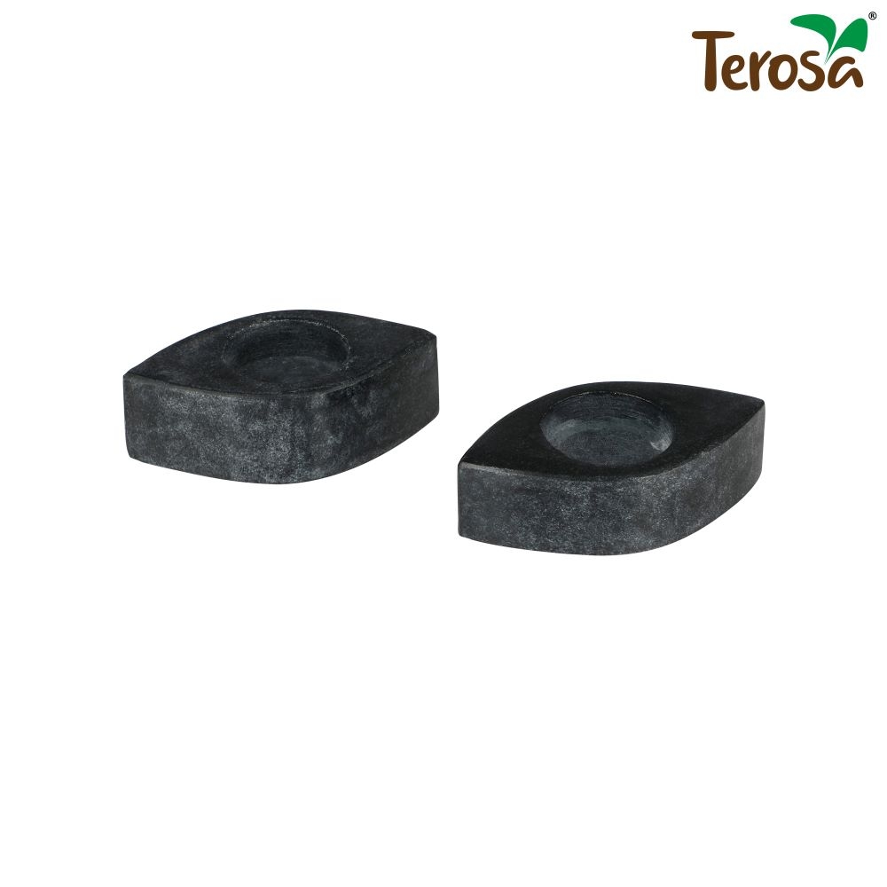 Terosa | Onyx Black Eye T-Lite Holders - Set of 2