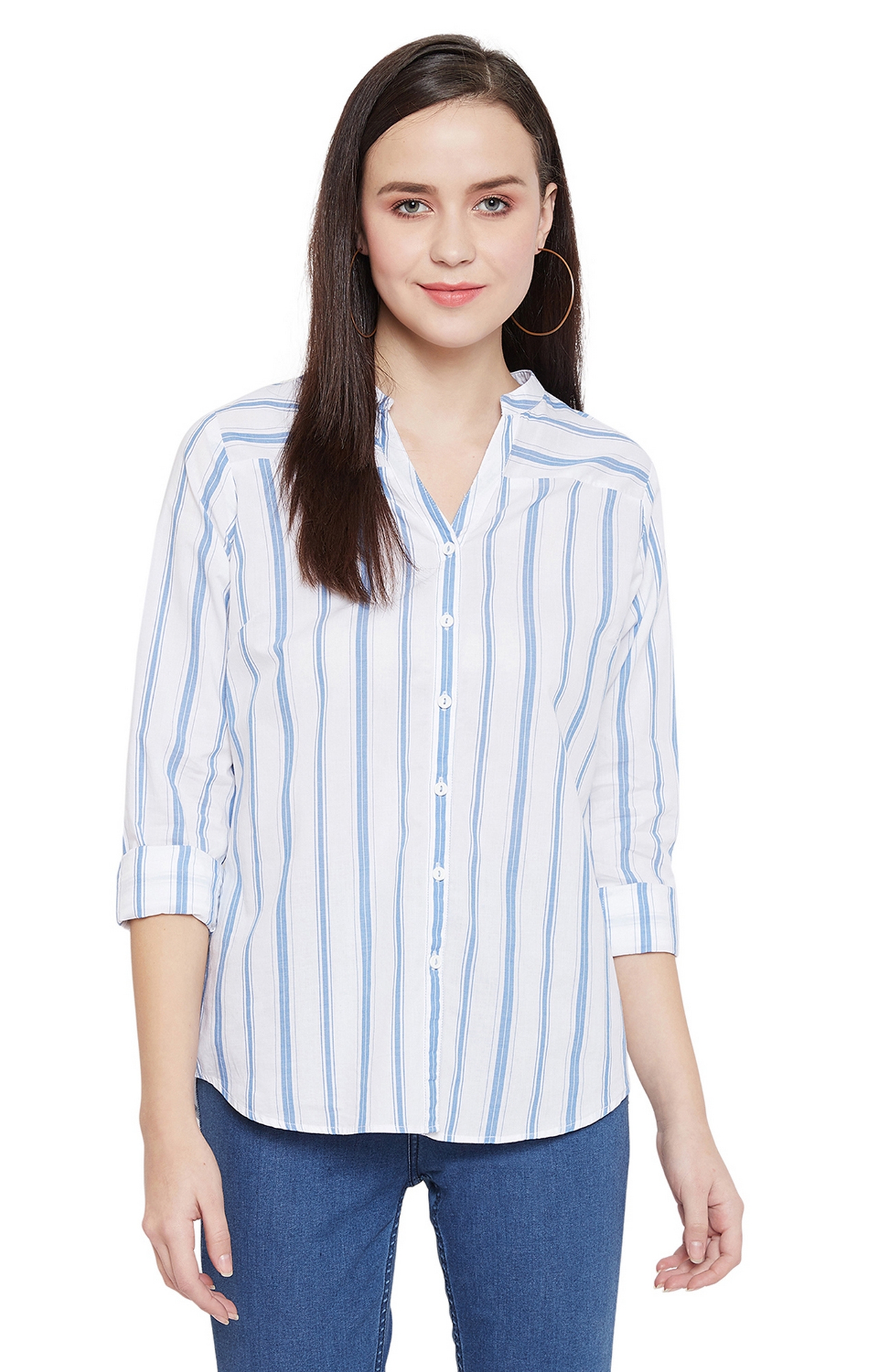 White Striped Casual Shirt