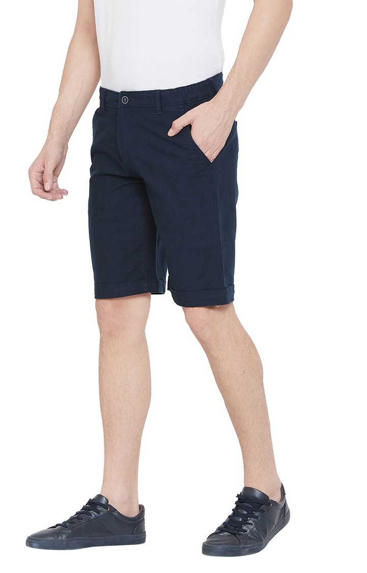 Navy Blue Solid Shorts