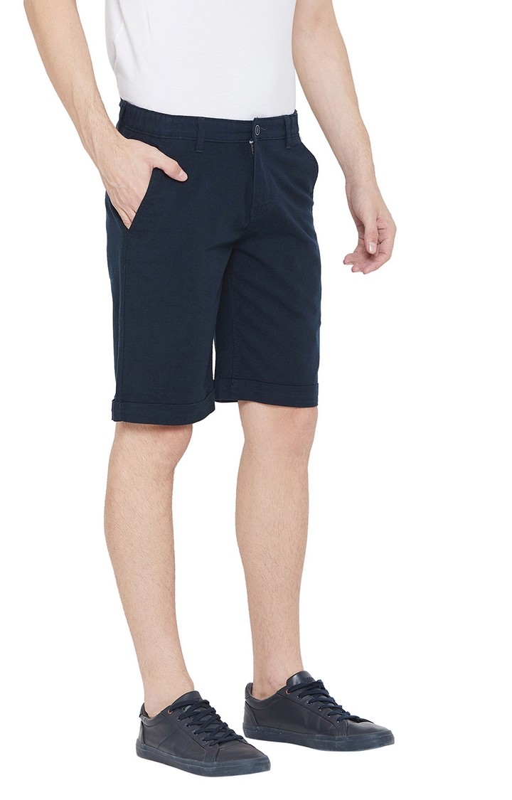 Navy Blue Solid Shorts