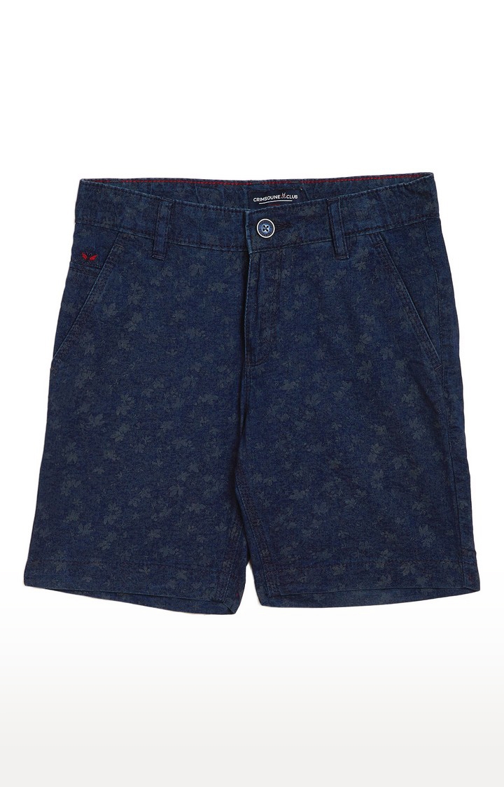 Crimsoune Club | Navy Blue Printed Shorts