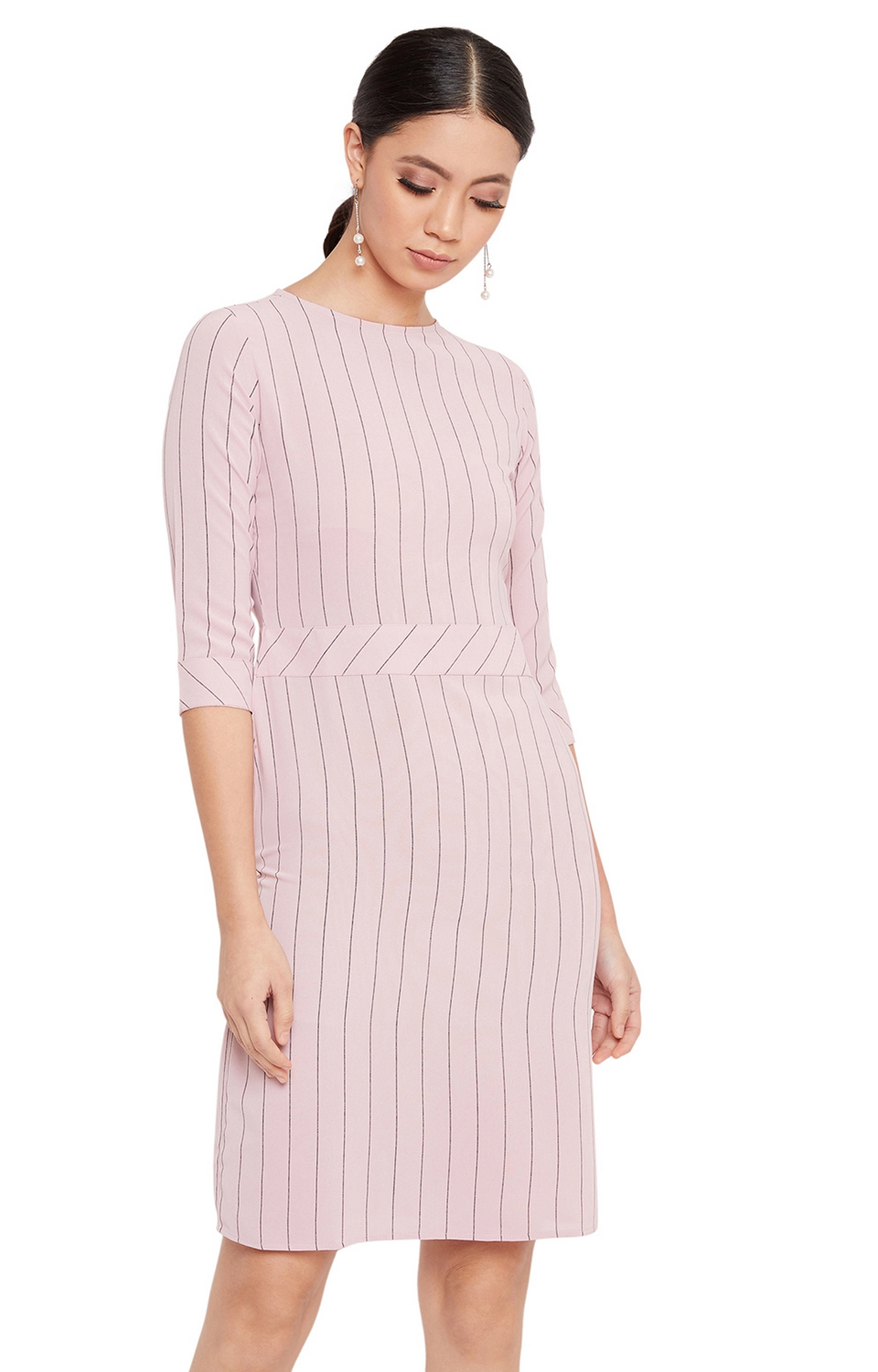 Crimsoune Club | Pink Striped Shift Dress