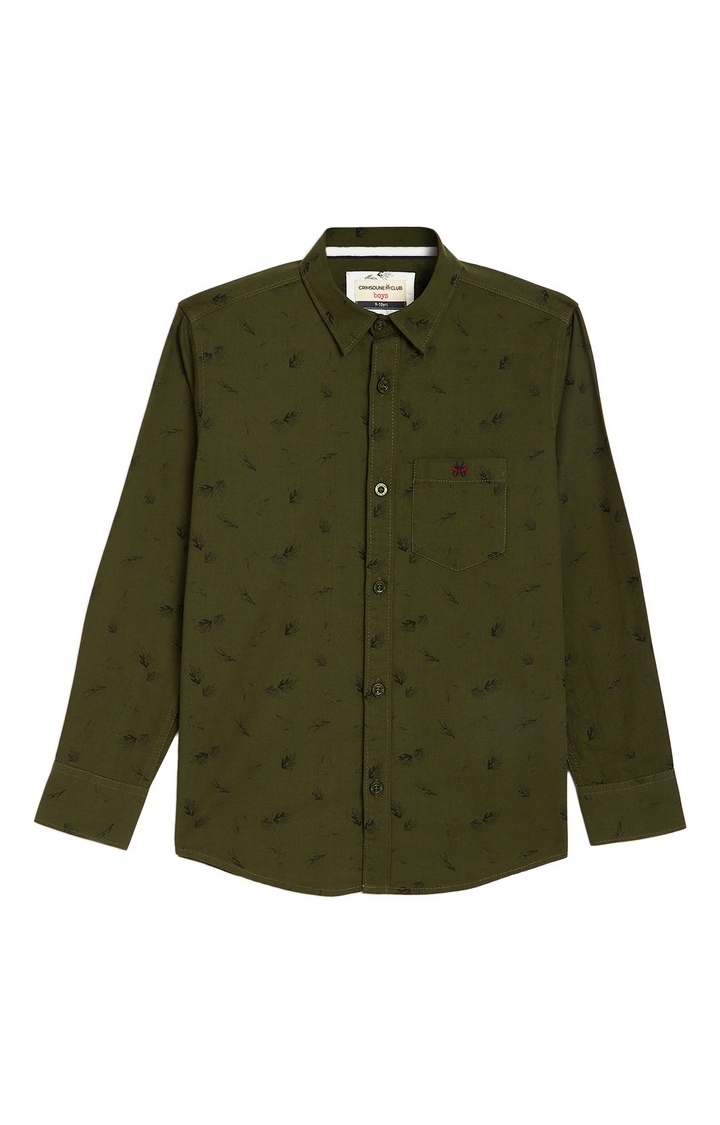 Crimsoune Club | Green Printed Casual Shirt