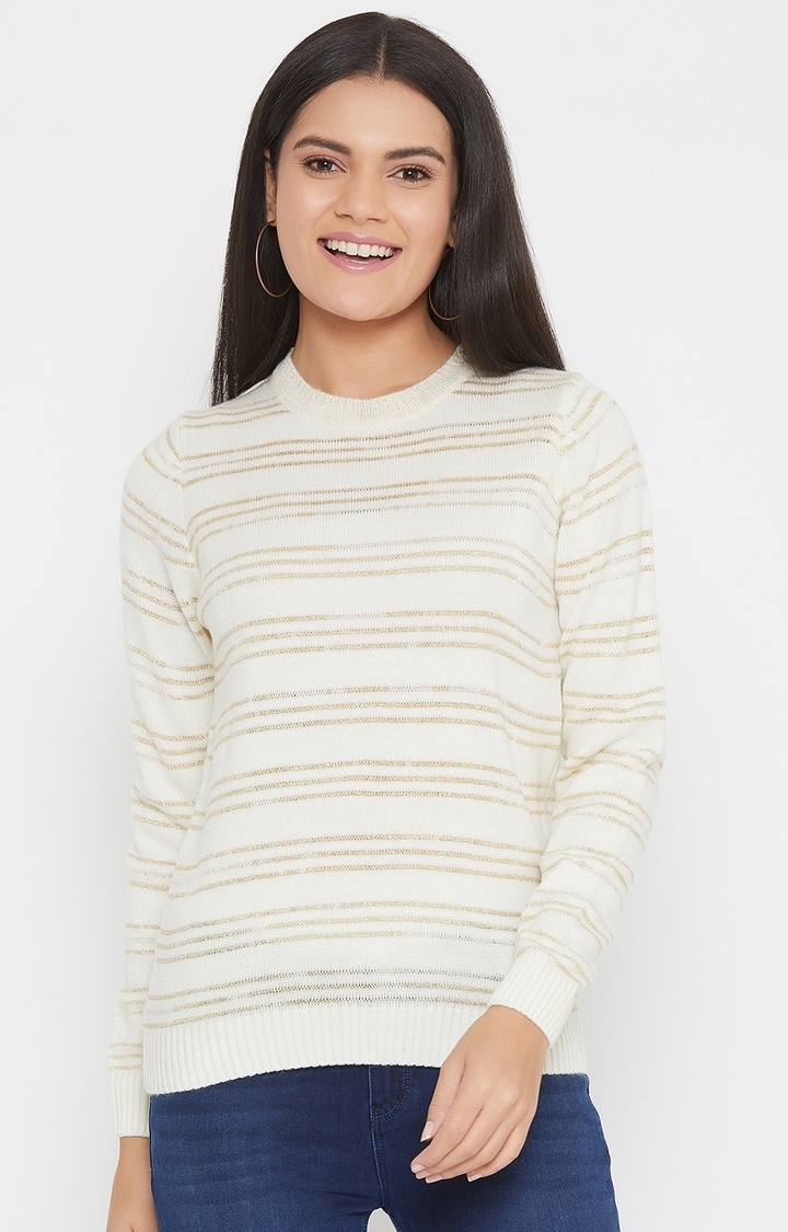 White Striped Sweaters