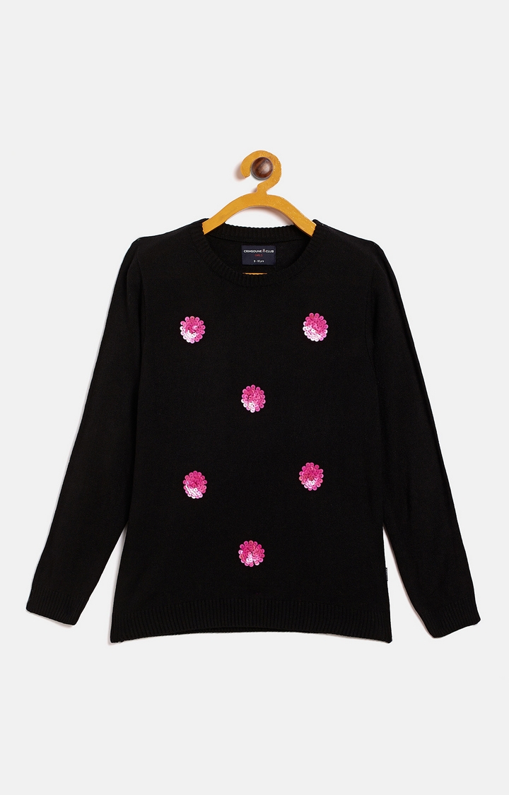 Crimsoune Club | Black Embellished Sweaters