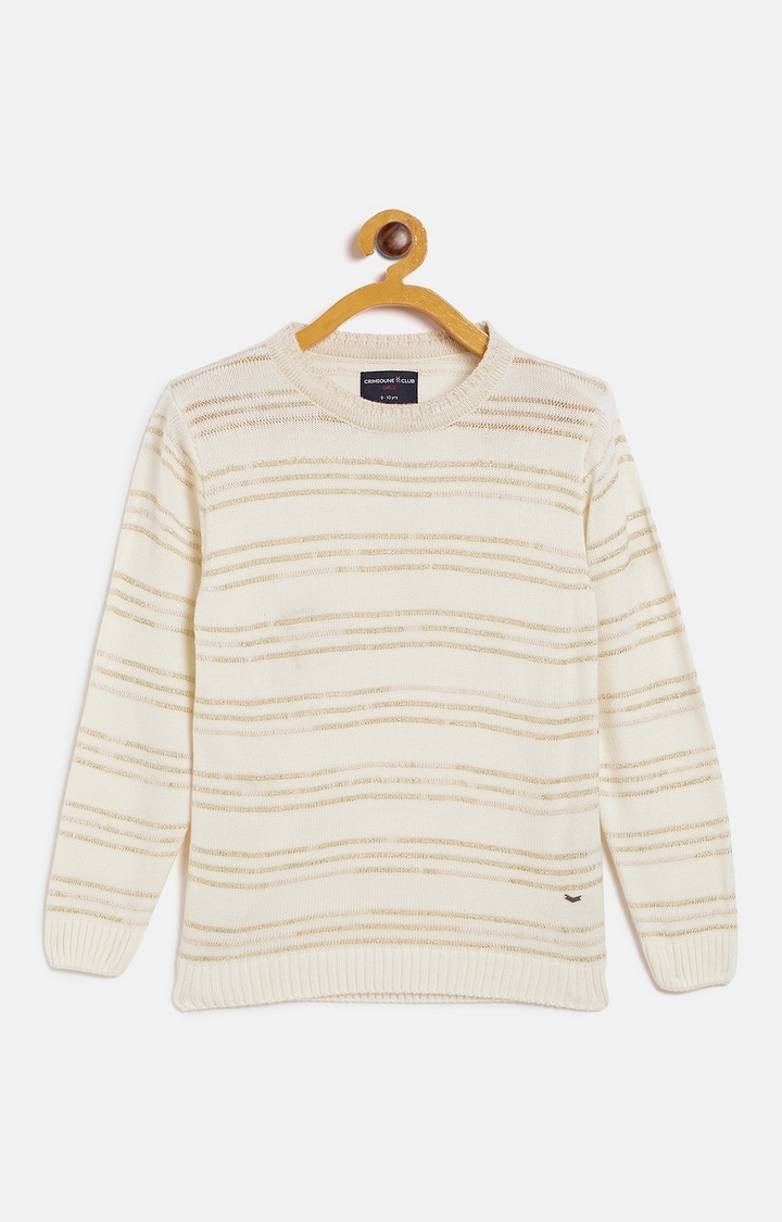 Crimsoune Club | White Striped Sweaters