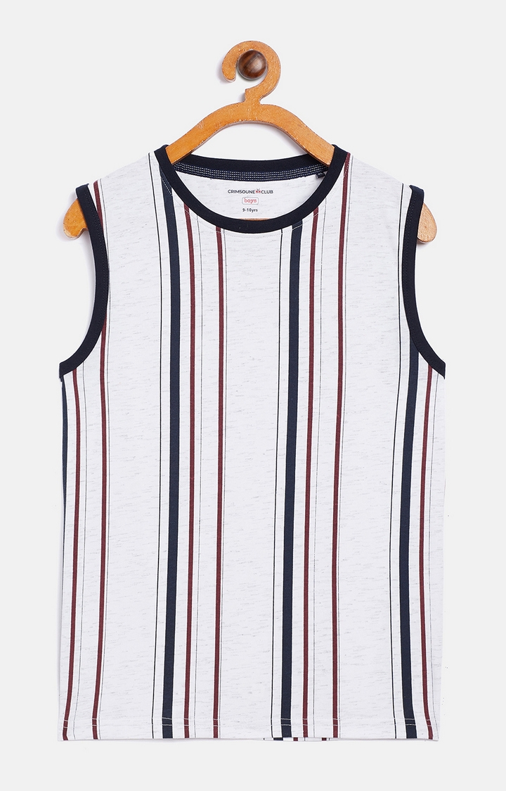 Crimsoune Club | White Striped Activewear T-Shirt