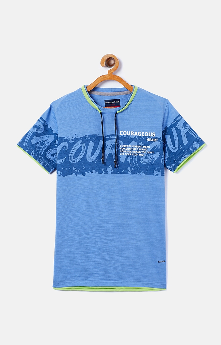 Crimsoune Club | Blue Printed T-Shirt