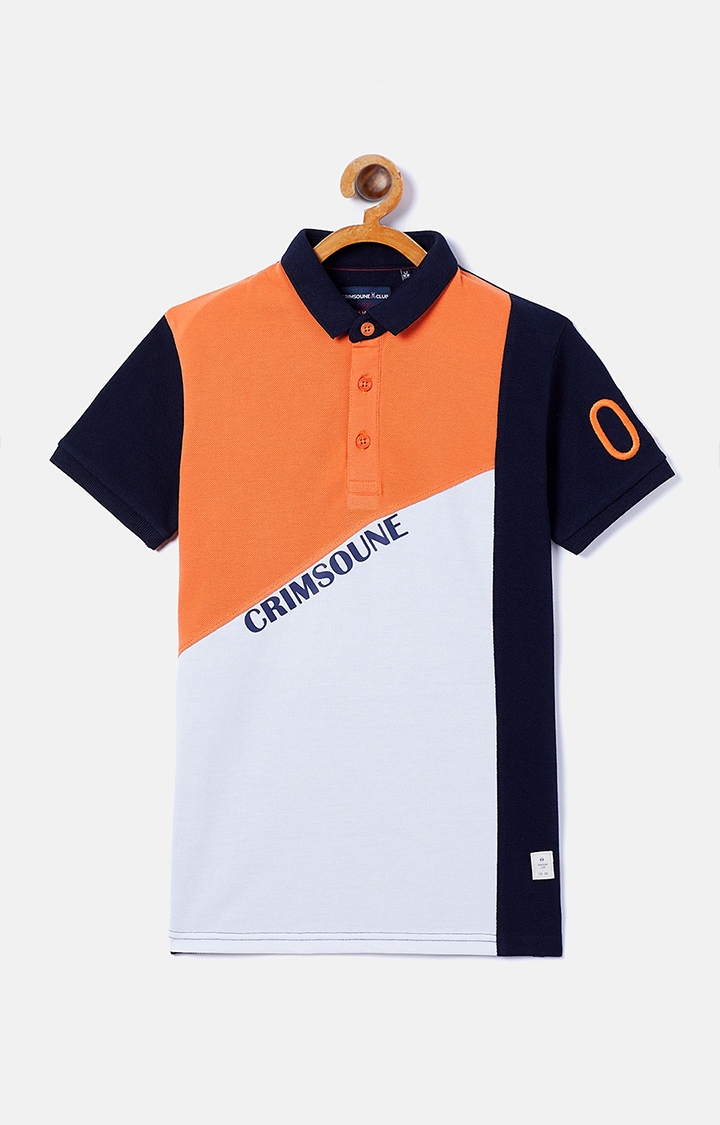 Crimsoune Club | Orange Colourblock T-Shirt