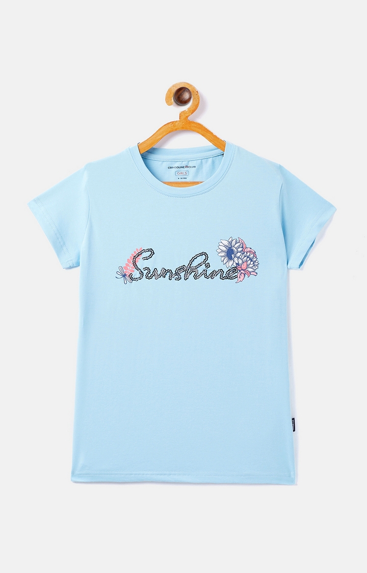 Crimsoune Club | Blue Printed T-Shirt