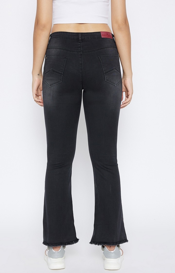 Black Solid Bootcut Jeans