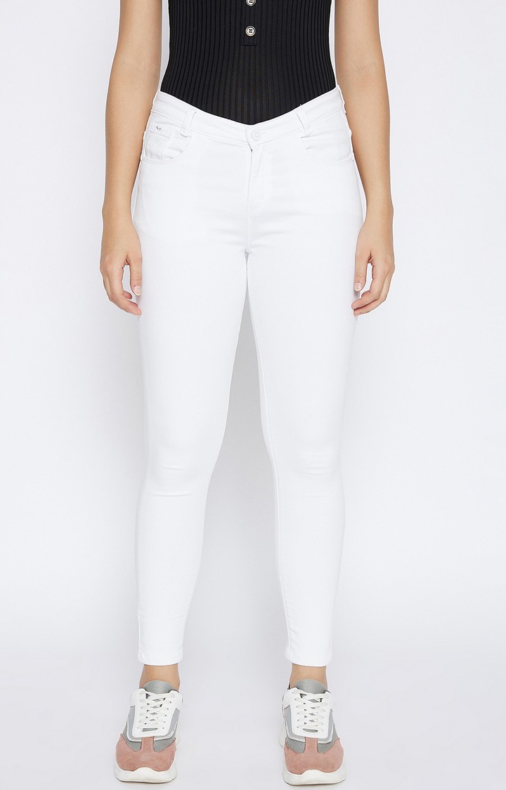 White Solid Jeans