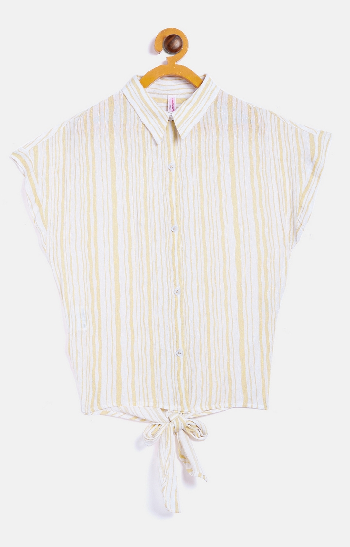 Crimsoune Club | Beige Striped Casual Shirt