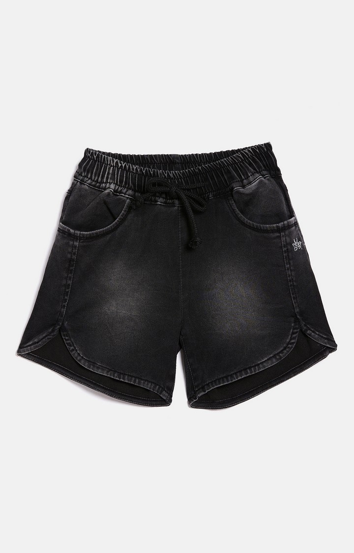 Black Solid Shorts