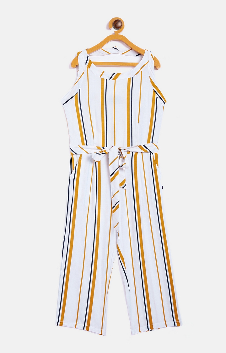 Crimsoune Club | Yellow Striped Jumpsuit