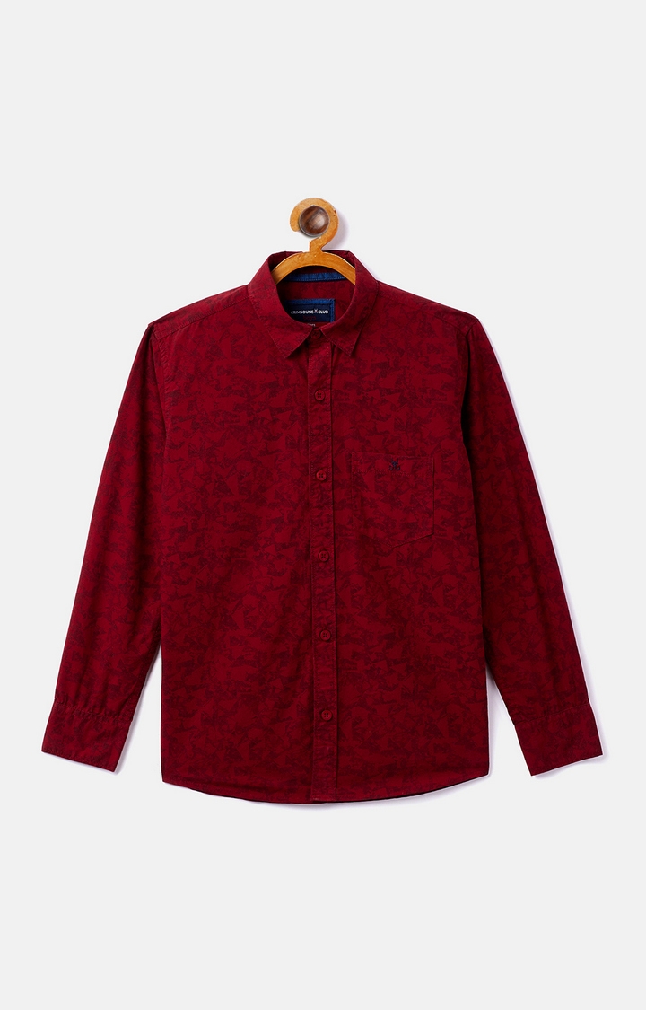 Crimsoune Club | Red Printed Casual Shirt