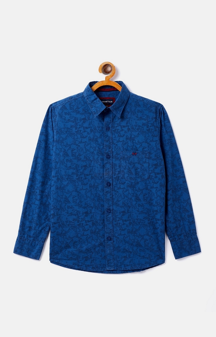 Blue Printed Casual Shirt