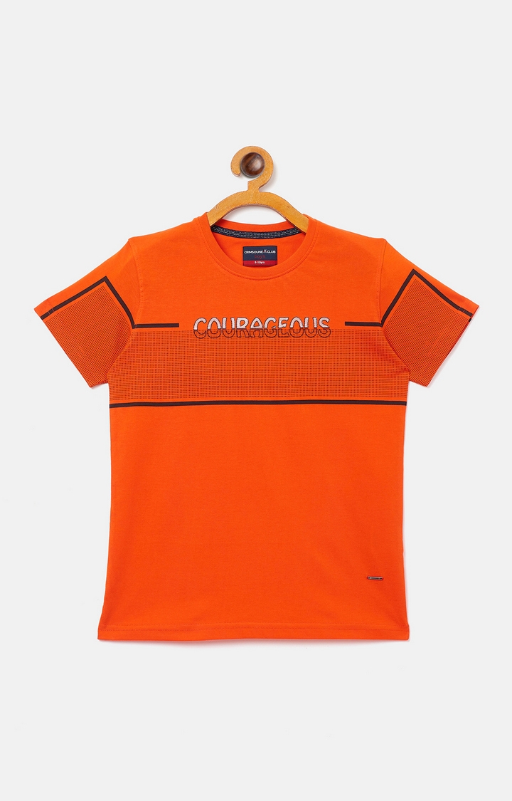 Crimsoune Club | Orange Printed T-Shirt