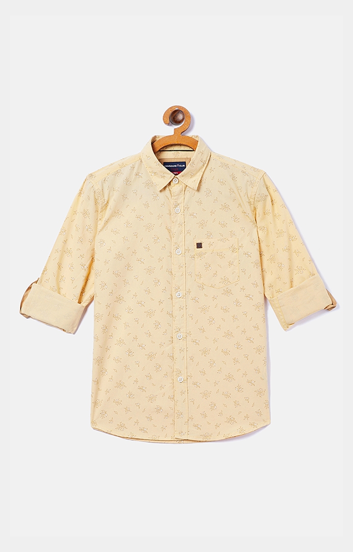 Crimsoune Club | Yellow Printed Casual Shirt