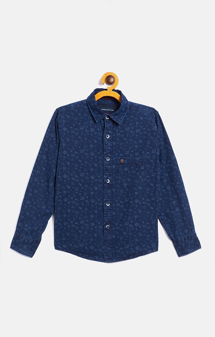 Crimsoune Club | Blue Printed Casual Shirt