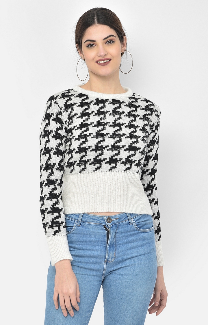 Crimsoune Club | White Printed Sweaters