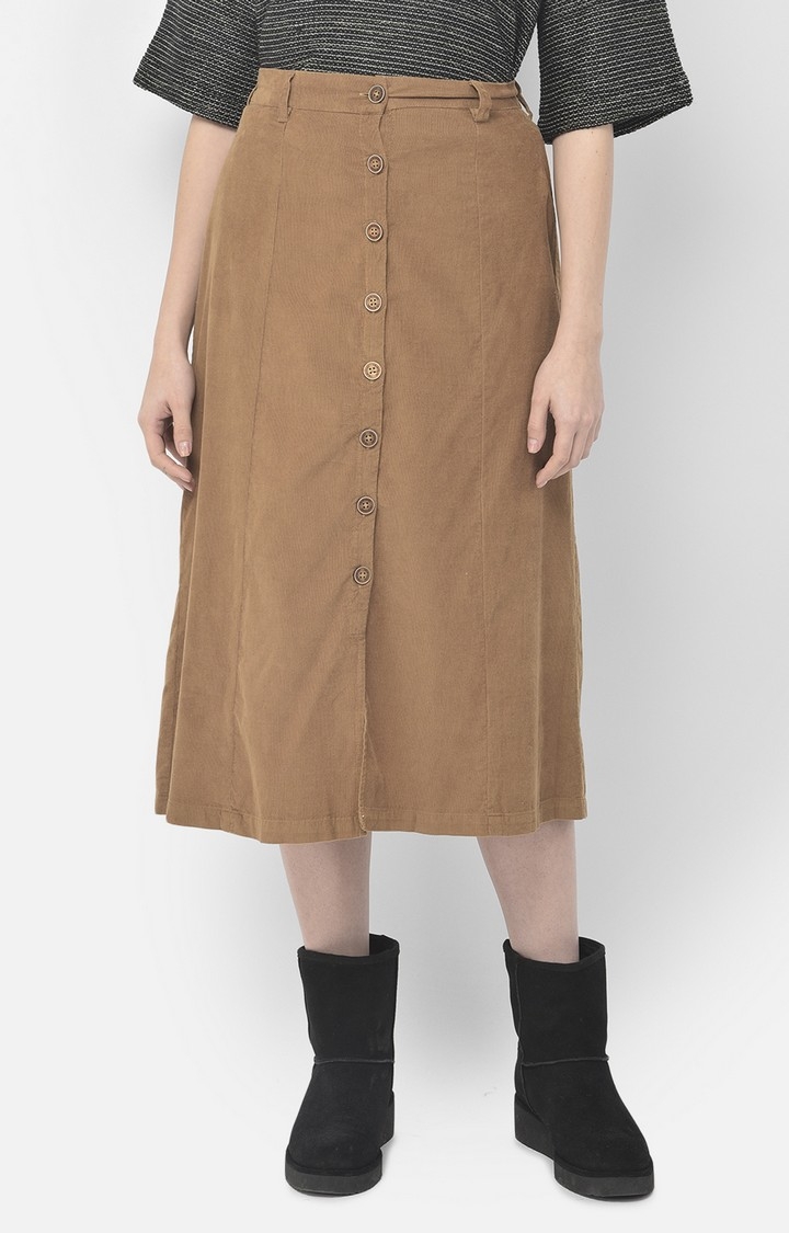 Brown Solid Skirts