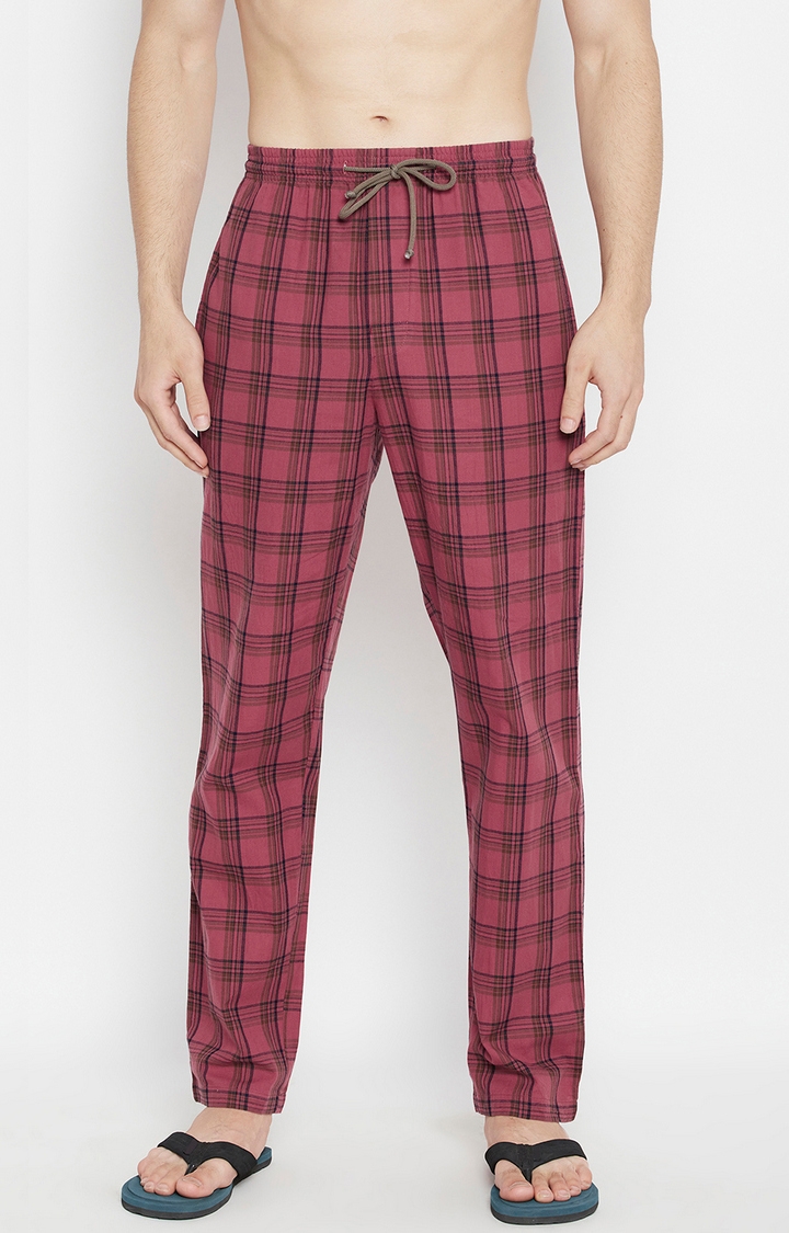 Crimsoune Club Red Checked Smart Fit Men's Lounge Pants