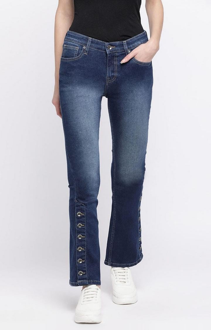 Women's Blue Tapered Jeans