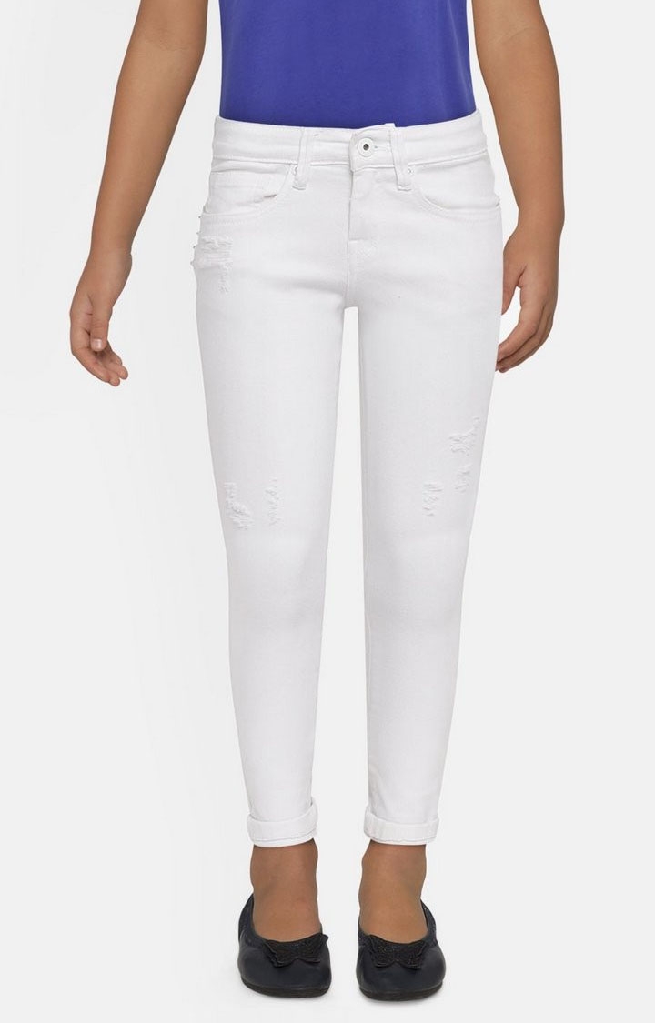 Girls White Slim Jeans