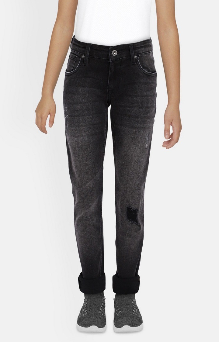 Boys Black Tapered Jeans