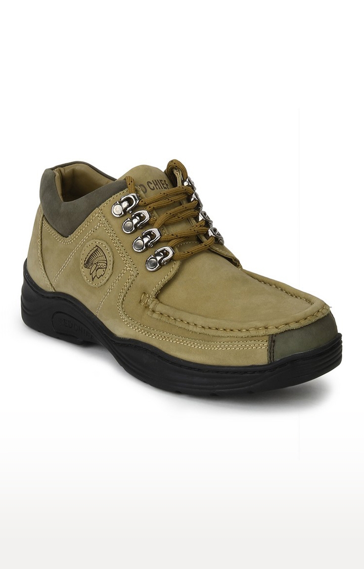RED CHIEF | Men's Camel Leather Casual Lace-ups