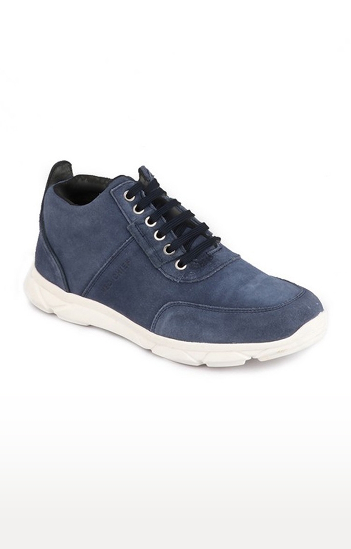Men's Blue Leather Casual Lace-ups