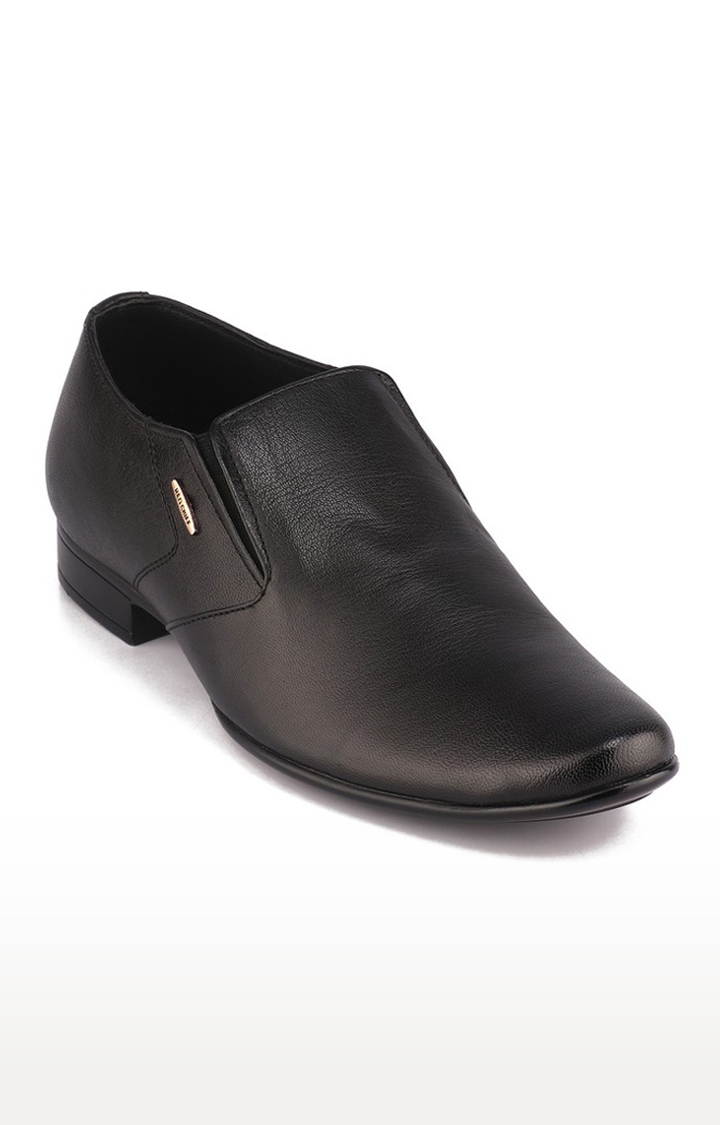 RED CHIEF | Men's Black Leather Formal Slip-ons