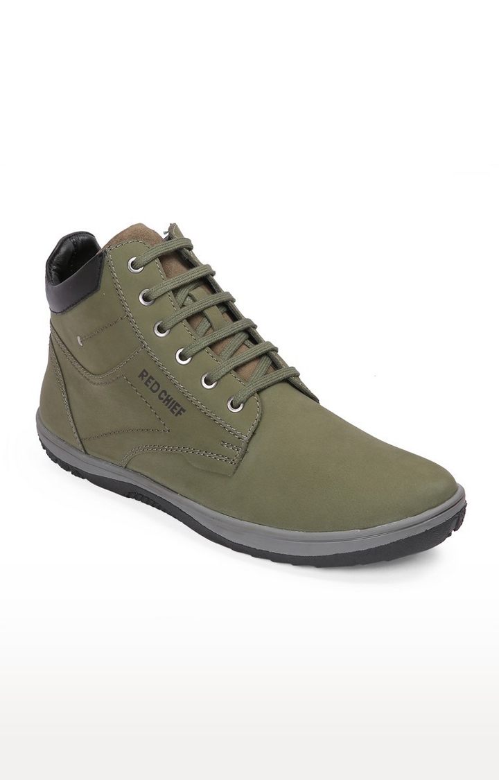 Men's Green Leather Boots