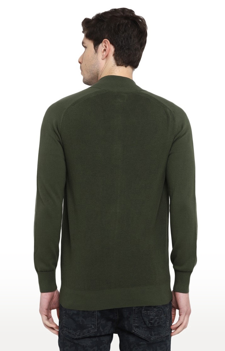 Men's Green Cotton Blend Sweaters