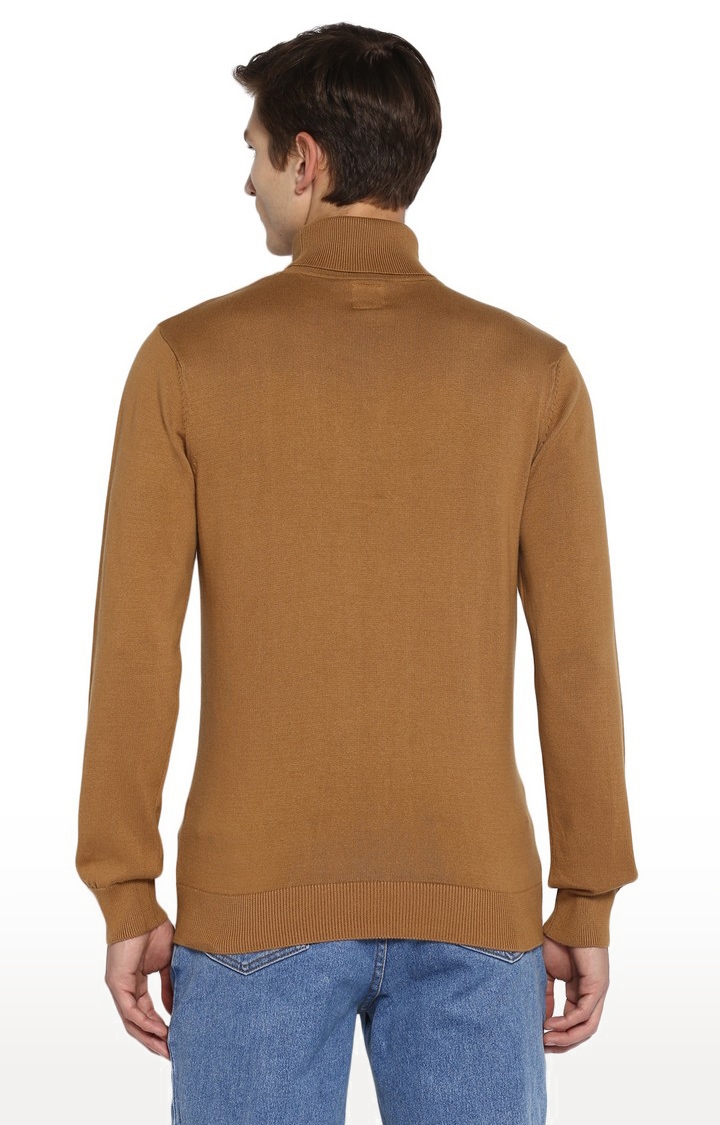Men's Brown Cotton Blend Sweaters