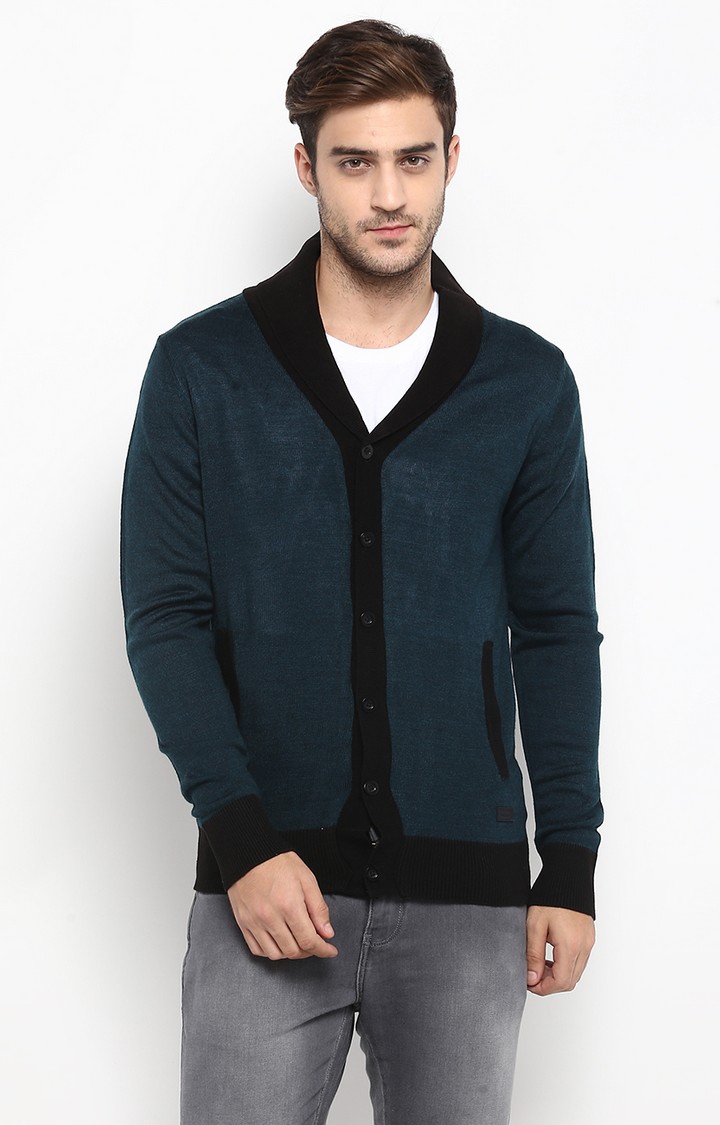 Men's Green Cotton Blend Sweaters