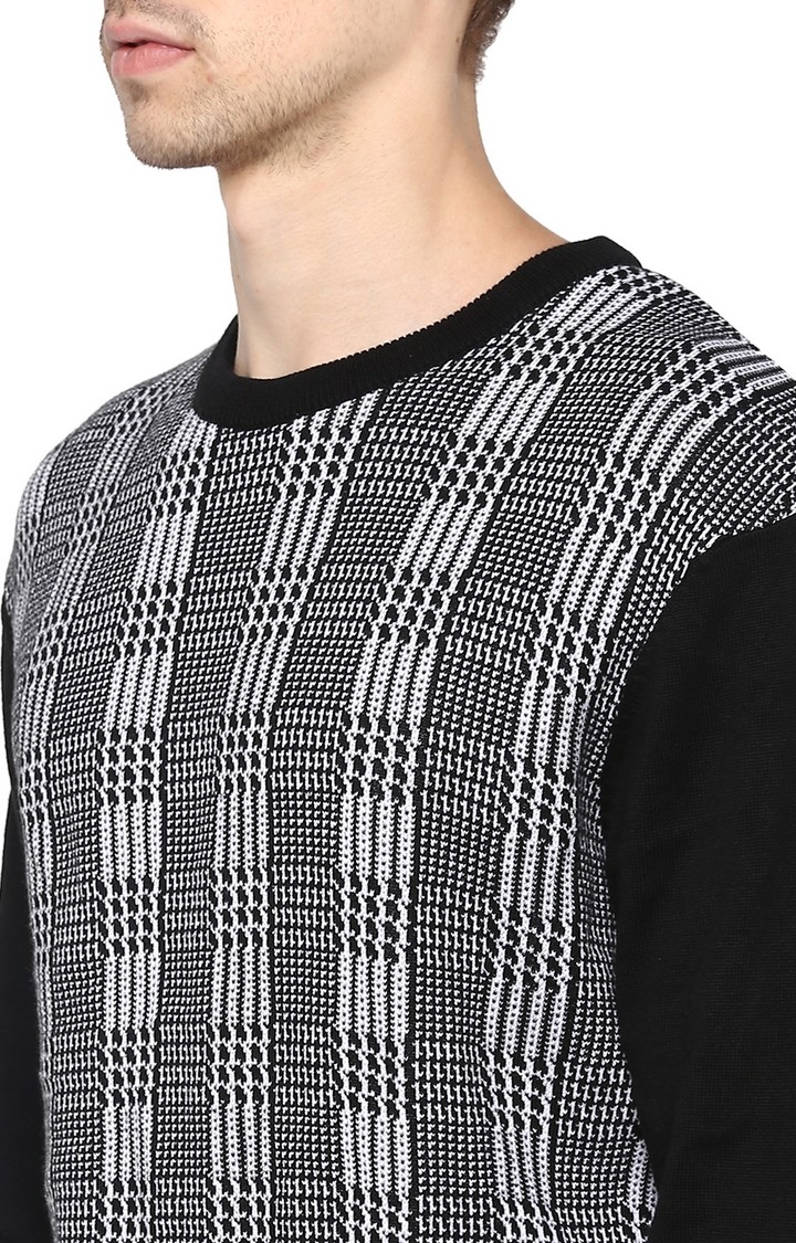 Men's Black Cotton Blend Sweaters