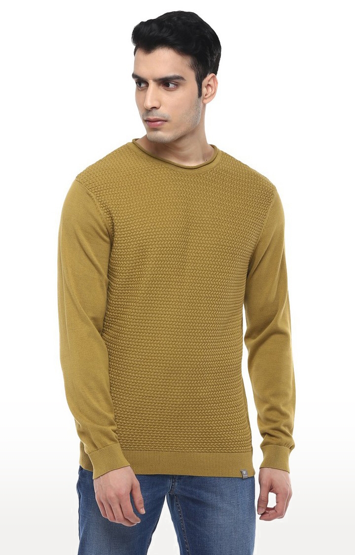 Men's Brown Cotton Blend Sweaters