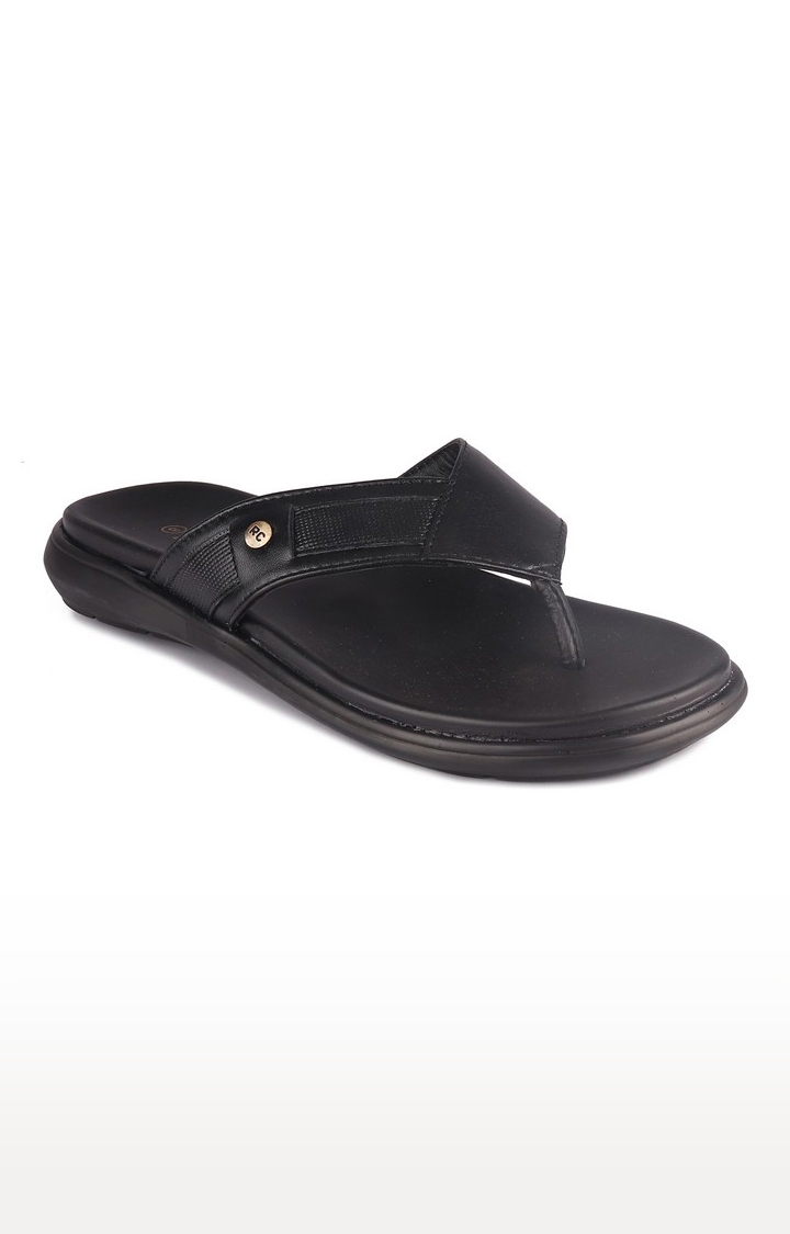 RED CHIEF | Men's Black Leather Slippers