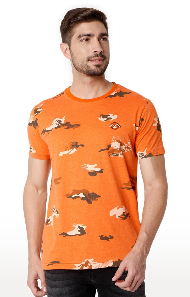  Men's Rust Orange Half Sleeves Slim Fit Tshirts